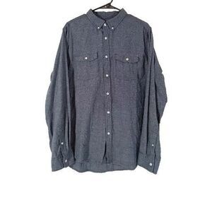 Stoic Shirt Men L Blue Speckle Button Down Long Sl Pocket‎ Collar Cuff